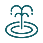 Simple fountain icon in teal color